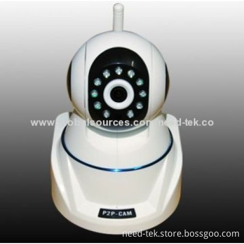 0.3MP Wireless P2P PTZ IP Camera, Two-way Audio, Cloud Drive Storage, 70x70x80mm Size